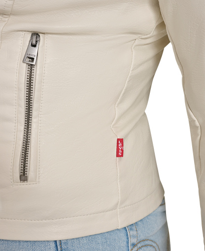 Levi's Women's Classic Faux Leather Asymmetrical Moto Jacket - Oyster