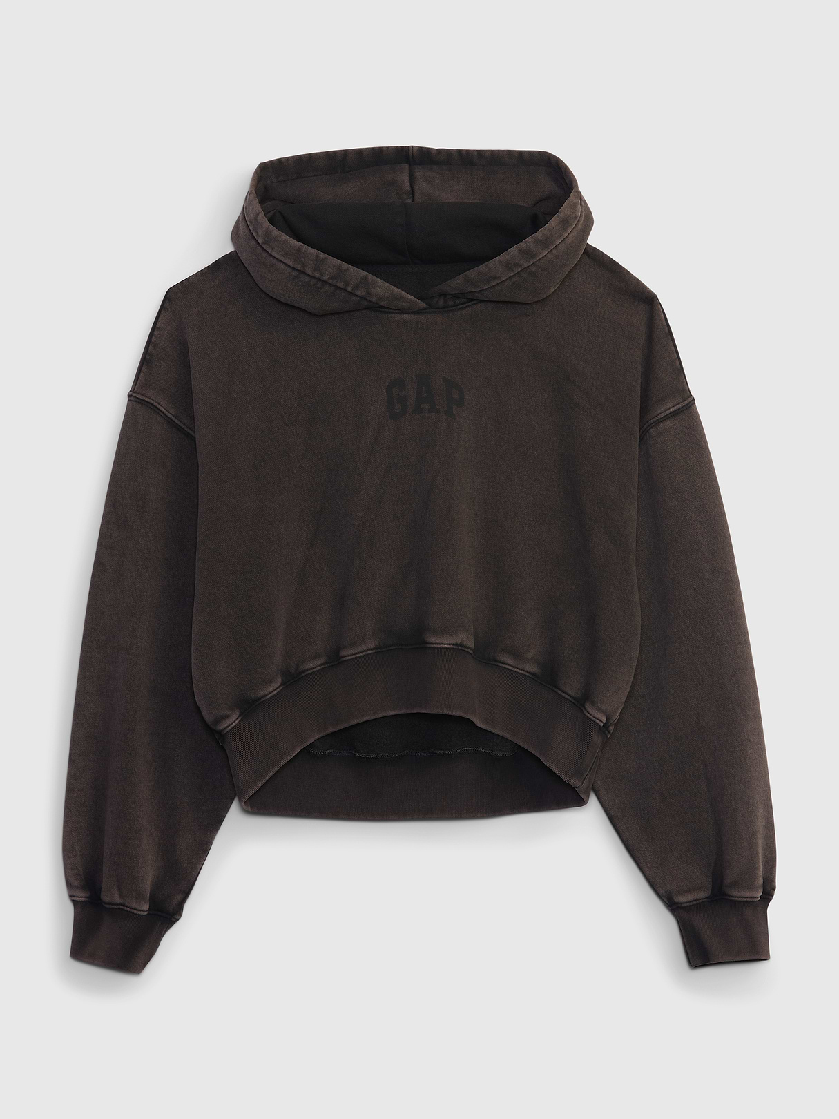 VintageSoft Crop Logo Hoodie - true black