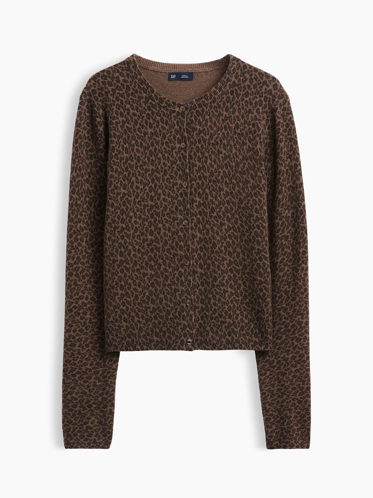 CashSoft Crop Cardigan - Brown leopard print