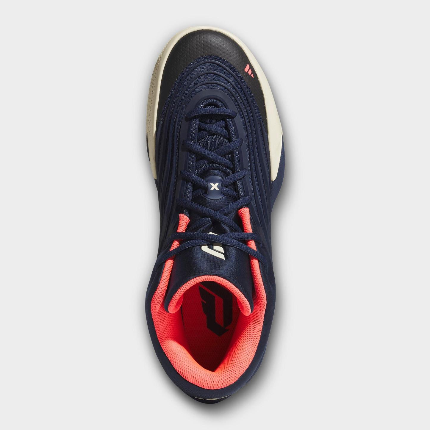 Men's adidas Dame X Basketball Shoes - Night Indigo/Warm Vanilla/Solar Turbo - Top view
