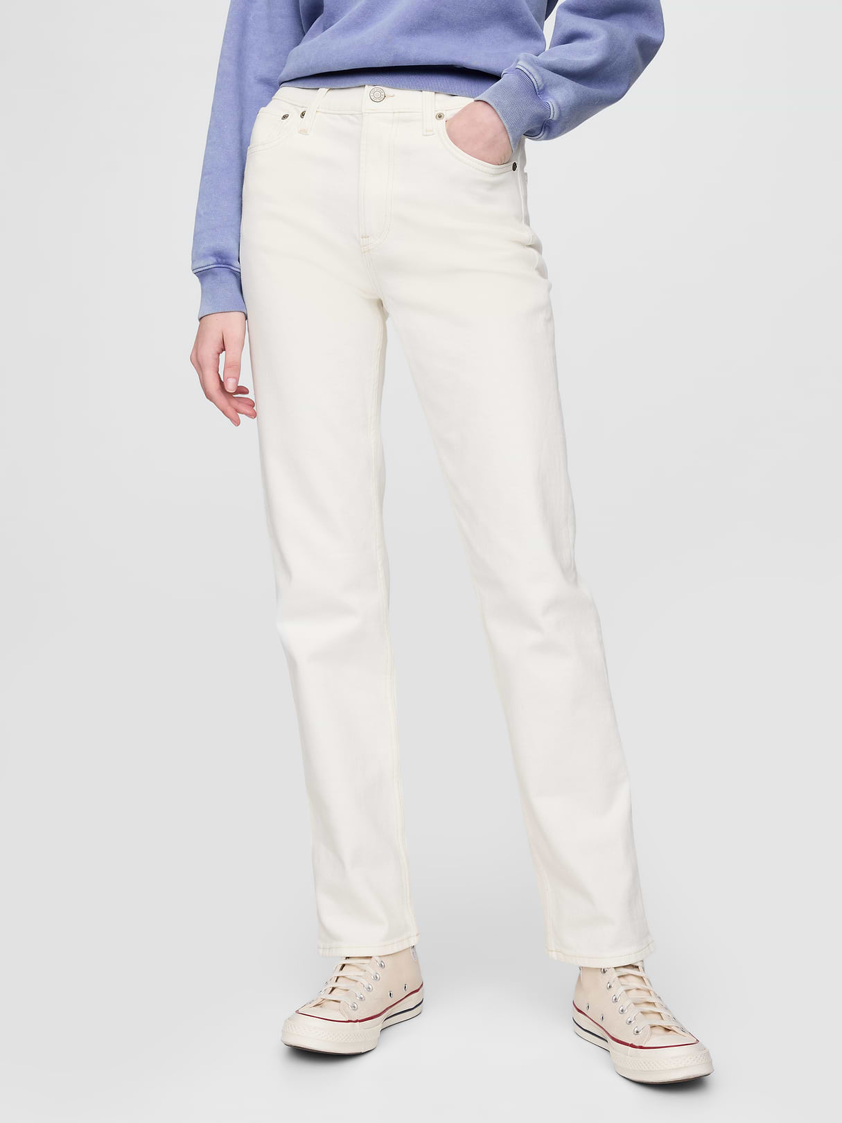High Rise '90s Slim Straight Jeans - New off white