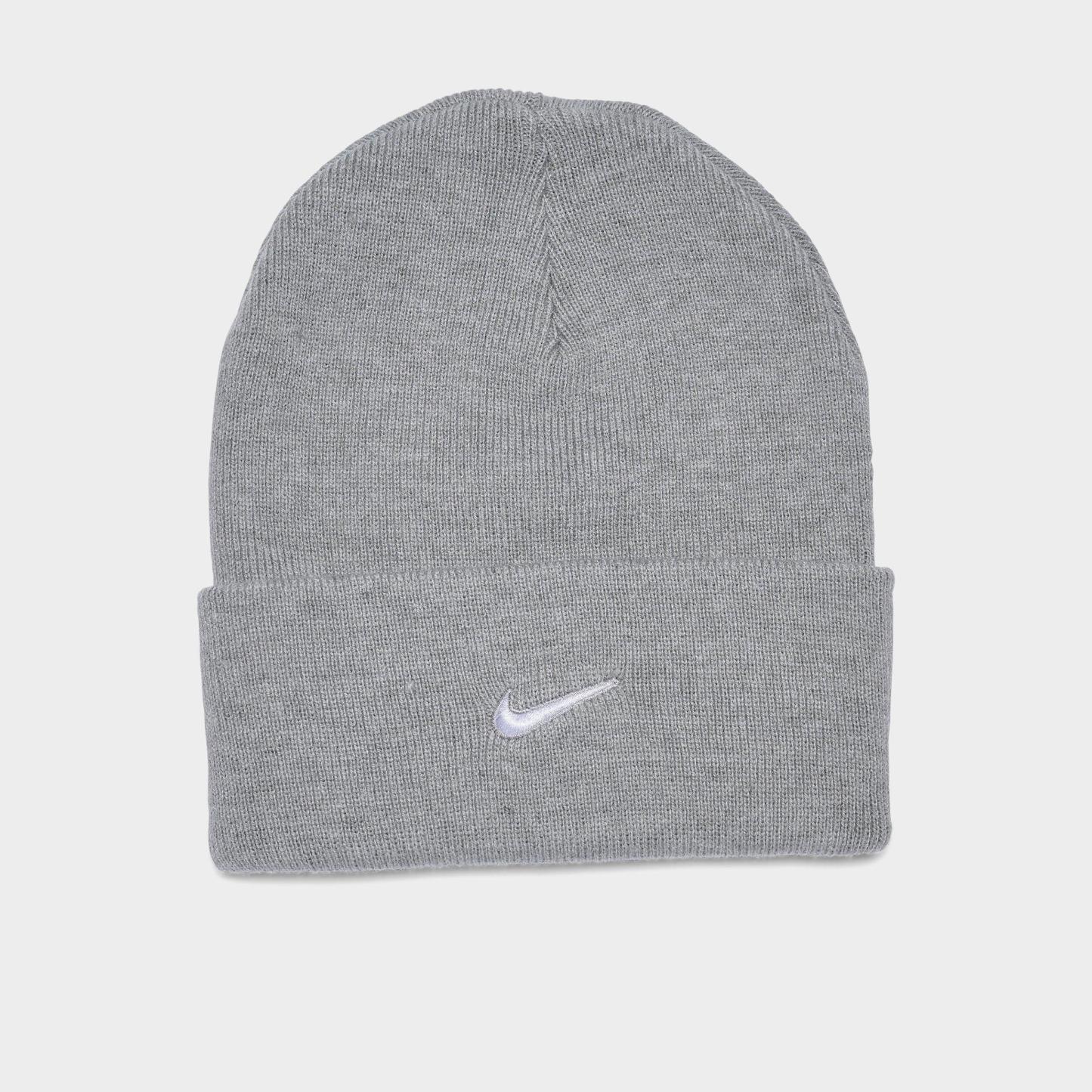 Nithtke Peak Swoosh Beanie Hat - Dark Grey Heather/White