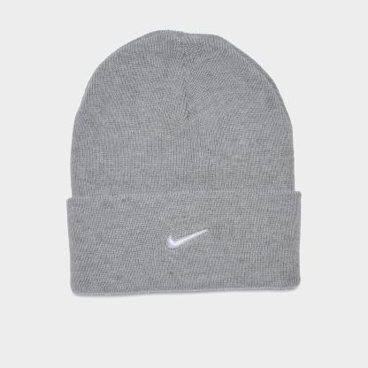 Nithtke Peak Swoosh Beanie Hat - Dark Grey Heather/White