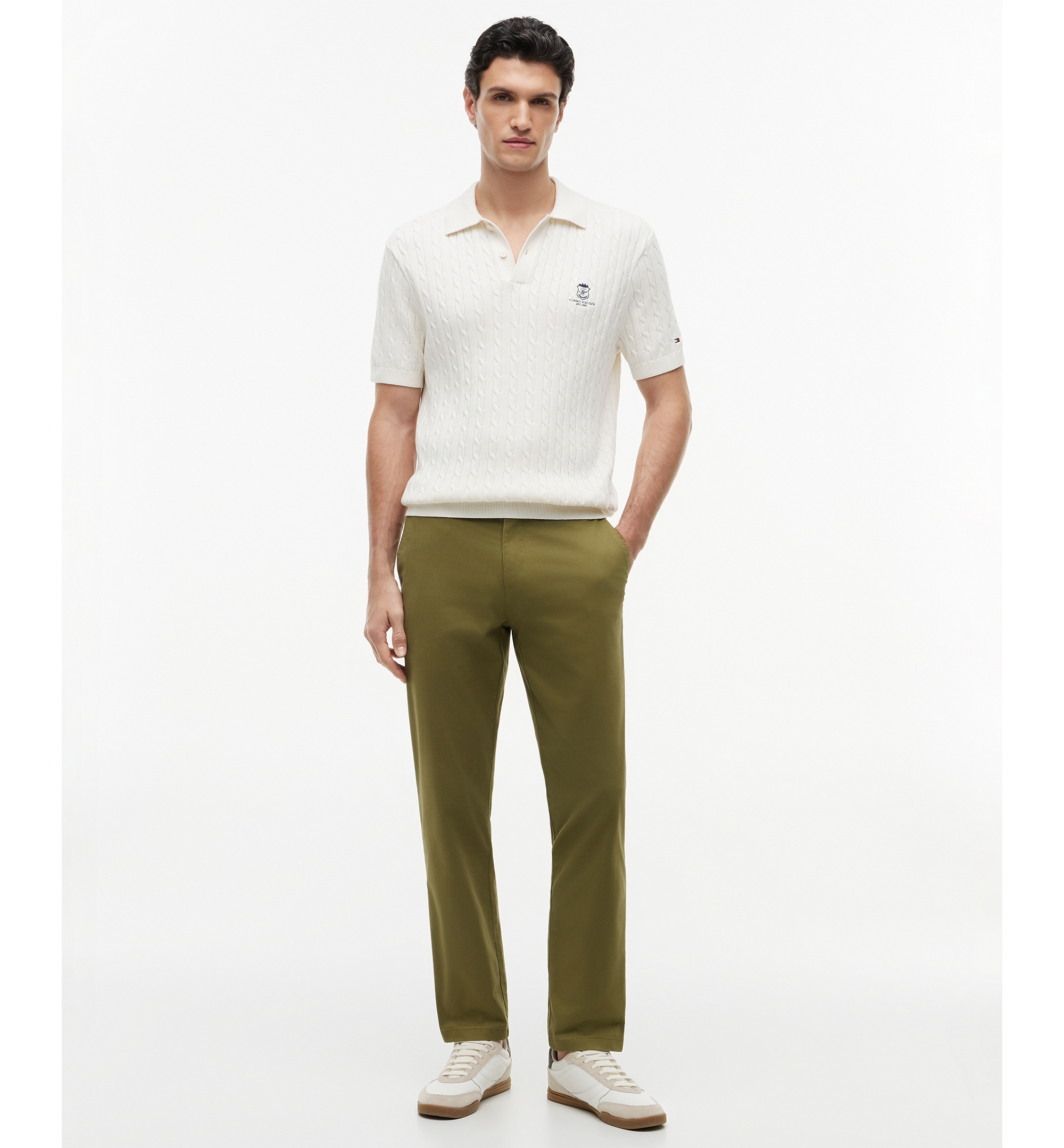 Tommy Hilfiger Men's Slim-Straight Fit Stretch Chino Pants - Uniform Olive