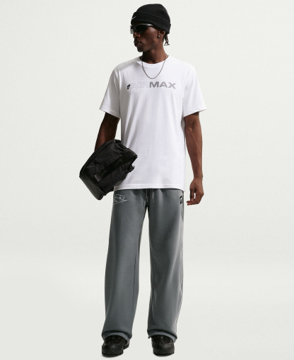 Nike Men's Air Open Hem Fleece Pants - Smoke Gray/White