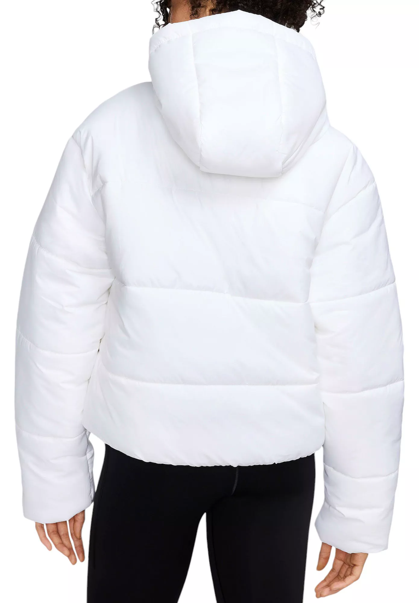 Nike Women's Sportswear Classic Puffer Therma-FIT Loose Hooded Jacket — White/Black