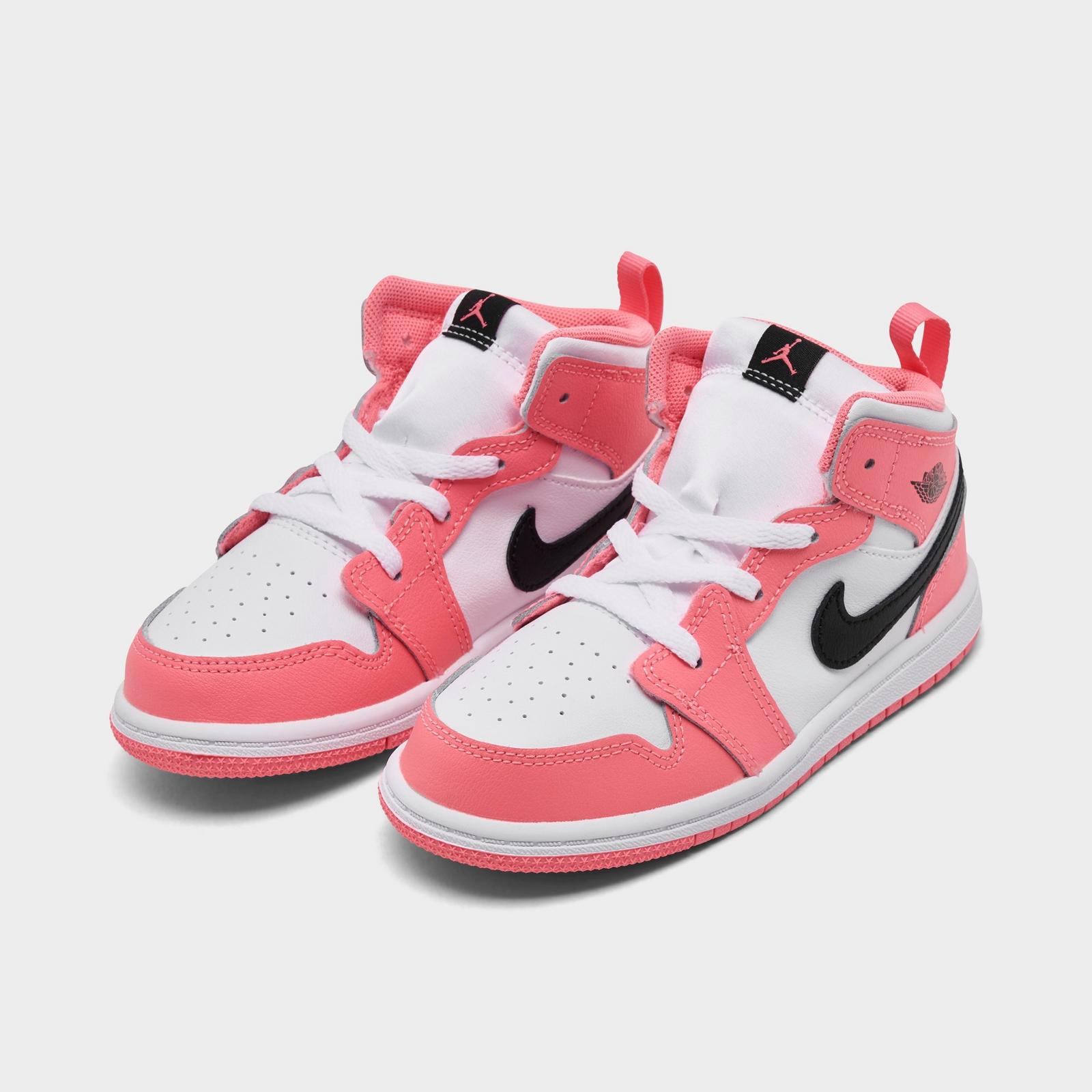 Kids' Toddler Air Jordan Retro 1 Mid Casual Shoes - Pink Gaze/White/Black - view 2