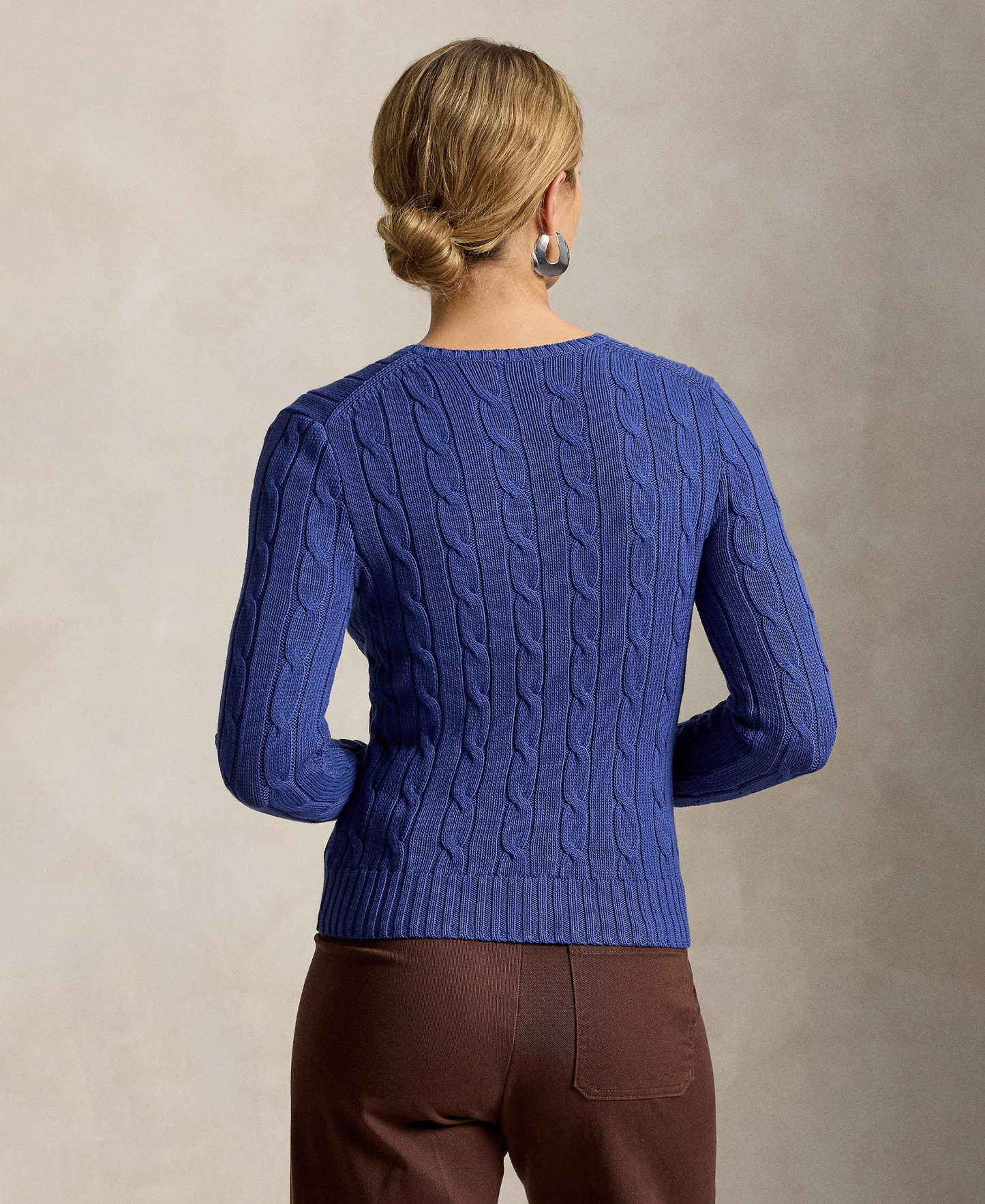 Polo Ralph Lauren Women's Cable-Knit Cotton Crewneck Sweater - Charter Blue