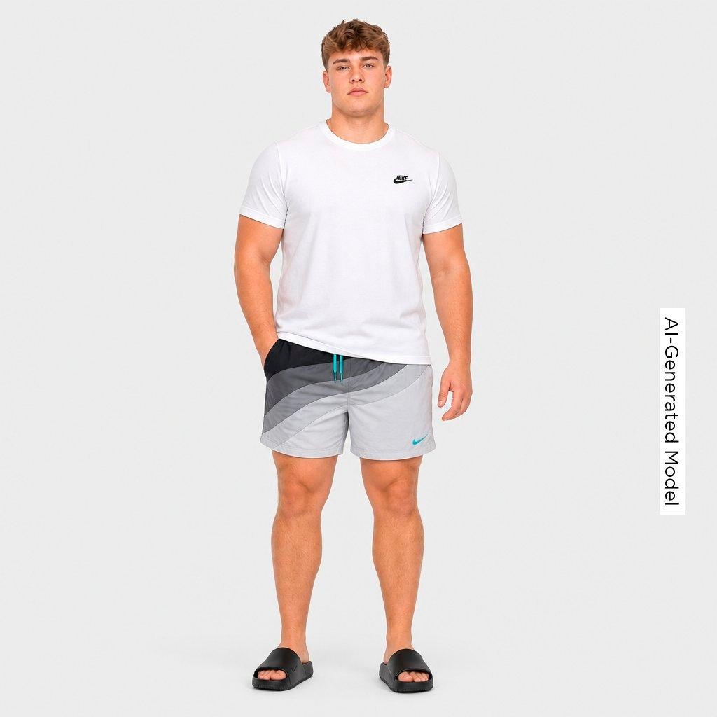 Men's Nithtke Swim Breaker AM95 7" Lined Volley Shorts - Smoke Grey/Wolf Grey/Bleached Turquoise