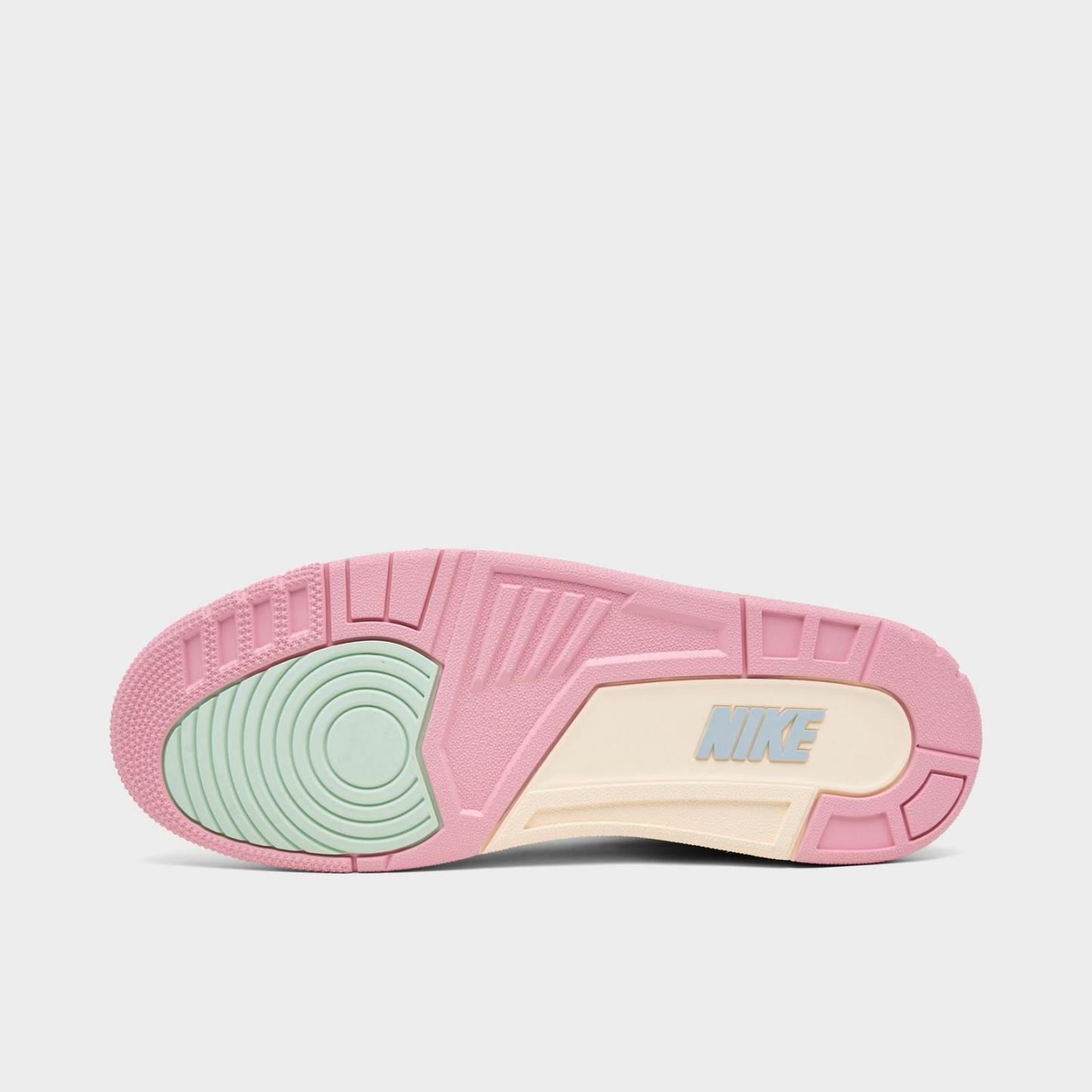Men's Air Jordan Retro 3 Basketball Shoes - Sail/Jade Aura/Aura/Iced Carmine/Muslin/Iris Whisper - Left shoe facing left. Outside of the shoe. - view 6