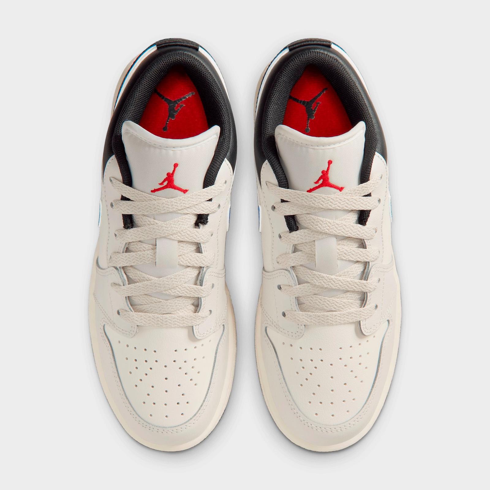 Big Kids' Air Jordan Retro 1 Low Casual Shoes - Phantom/Sail/Off Noir - view 5