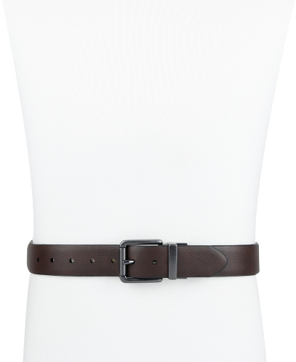 Levi's Men's Logo Buckle Stretch Reversible Leather Belt - Black/Brown