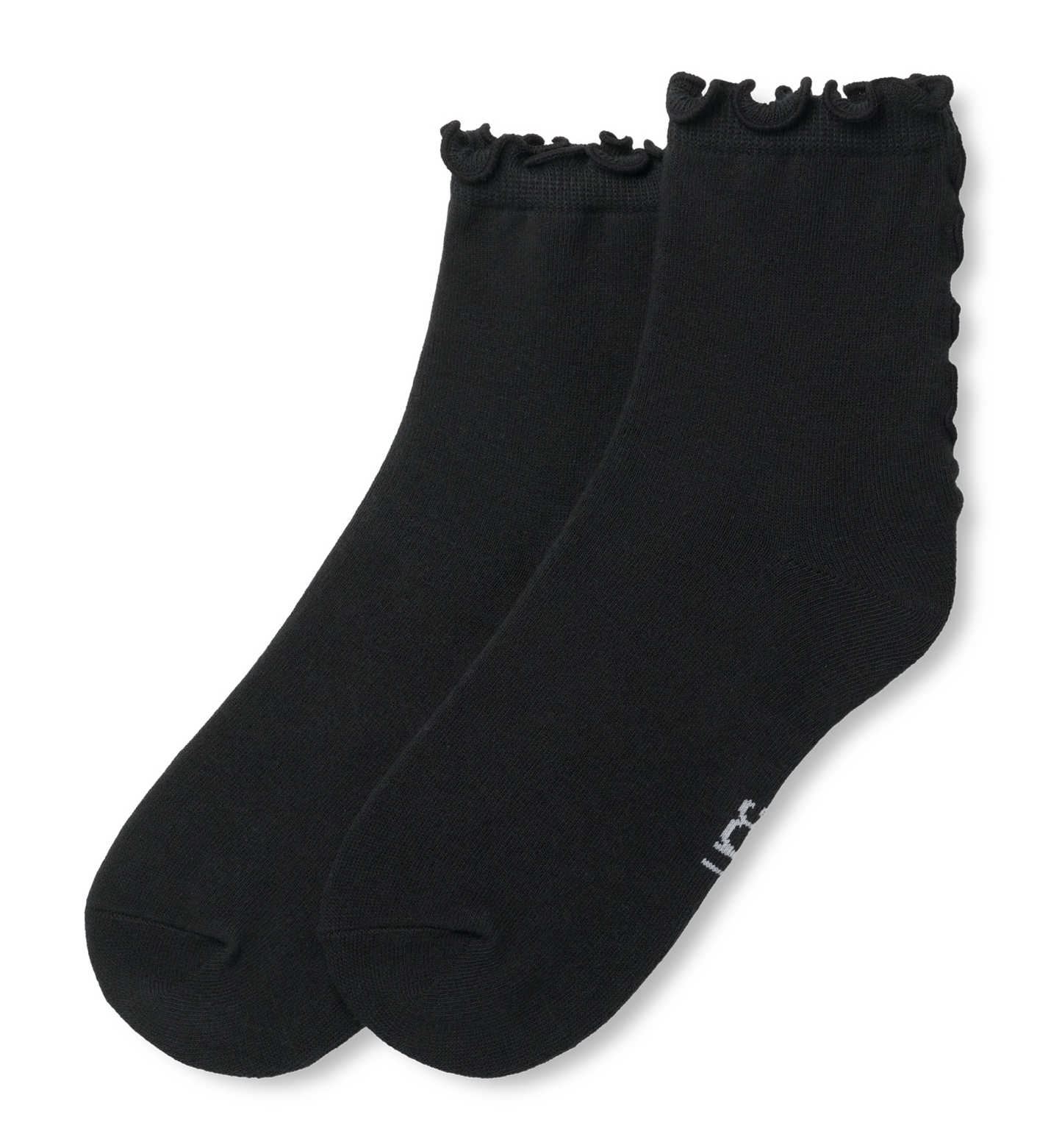 UGG Women's Karsyn Lettuce Edge Quarter Logo Socks - Black