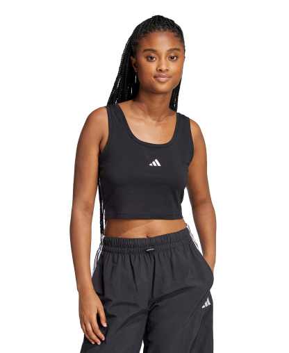 adidas Women's Essentials Small Logo Cotton Tank Top - Black/White