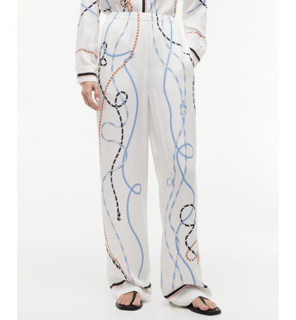 Tommy Hilfiger Women's Printed Wide-Leg Pants - Placed Multi Color Rope