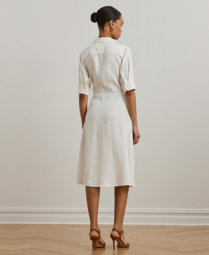 Lauren Ralph Lauren Women's Linen Shirtdress - White
