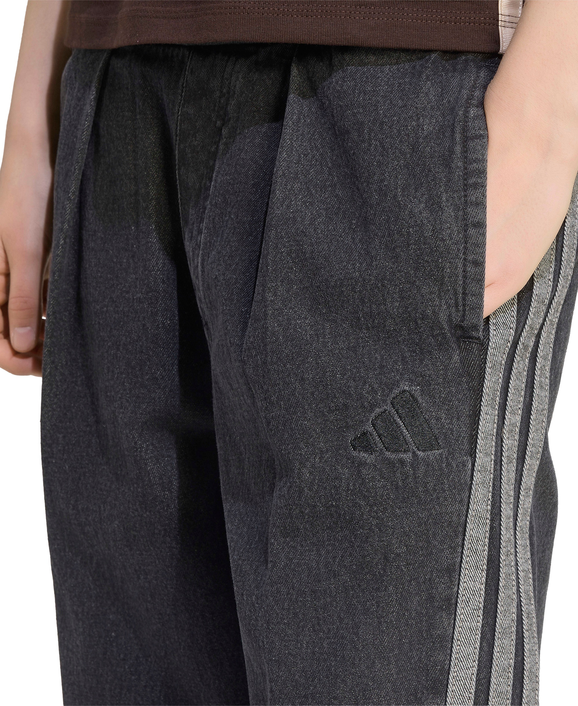 adidas Women's Stadium Washed Denim Loose-Fit Pants - Black