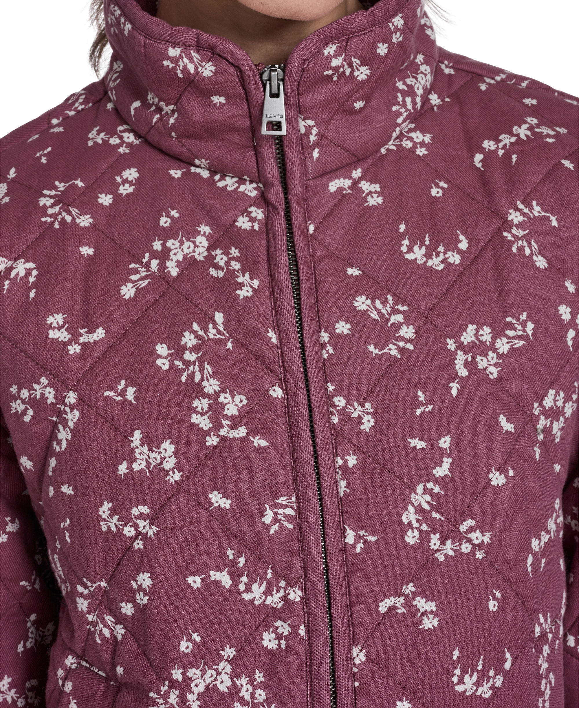Levi's Women's Quilted Short Liner Zipper Jacket - Pink Floral Print