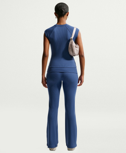 Nike Women's Sportswear Chill Knit Mid-Rise Tight Ribbed Pants - Mystic Navy/sail