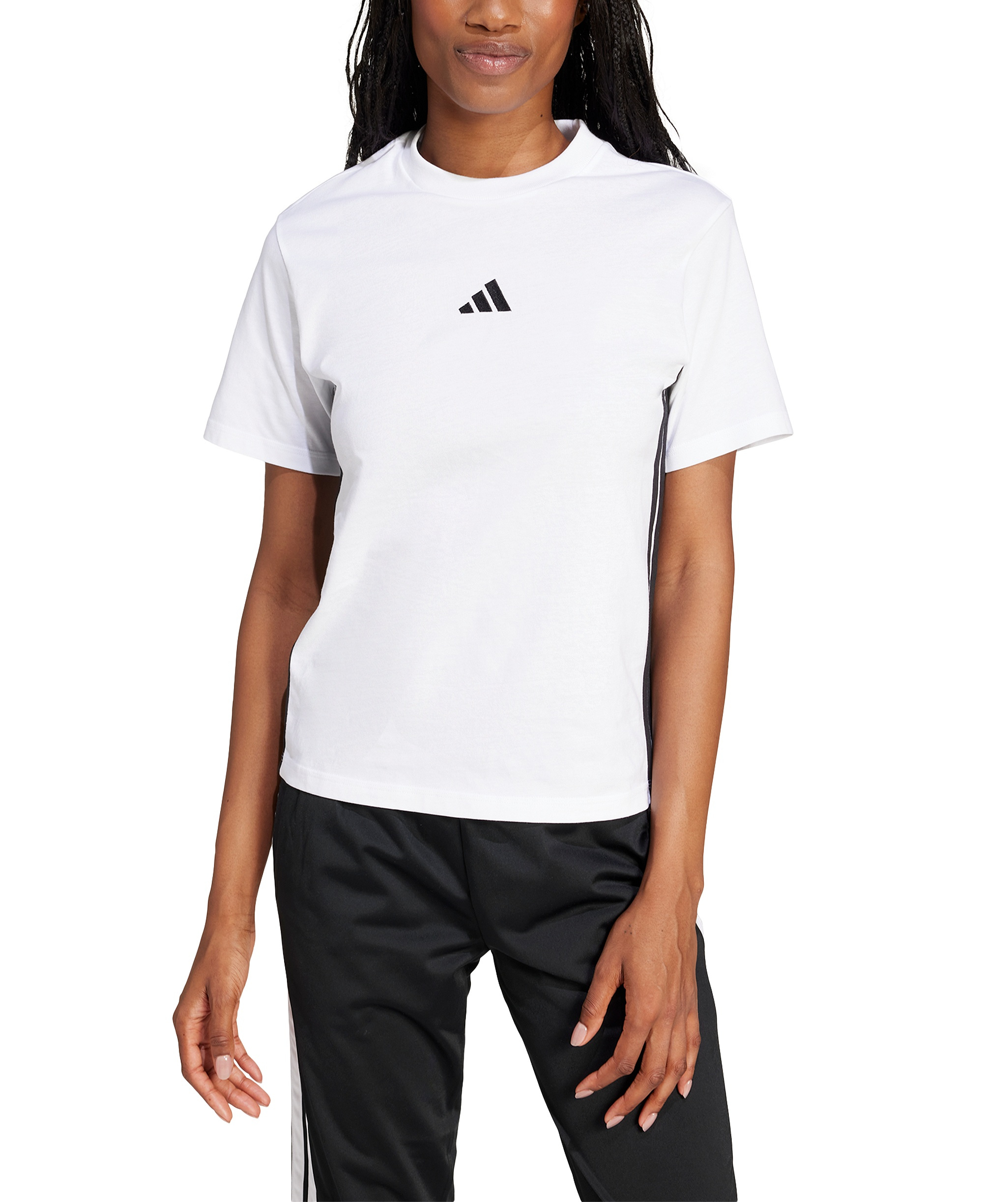 adidas Women's Essentials 3-Stripes Cotton T-Shirt - White/black