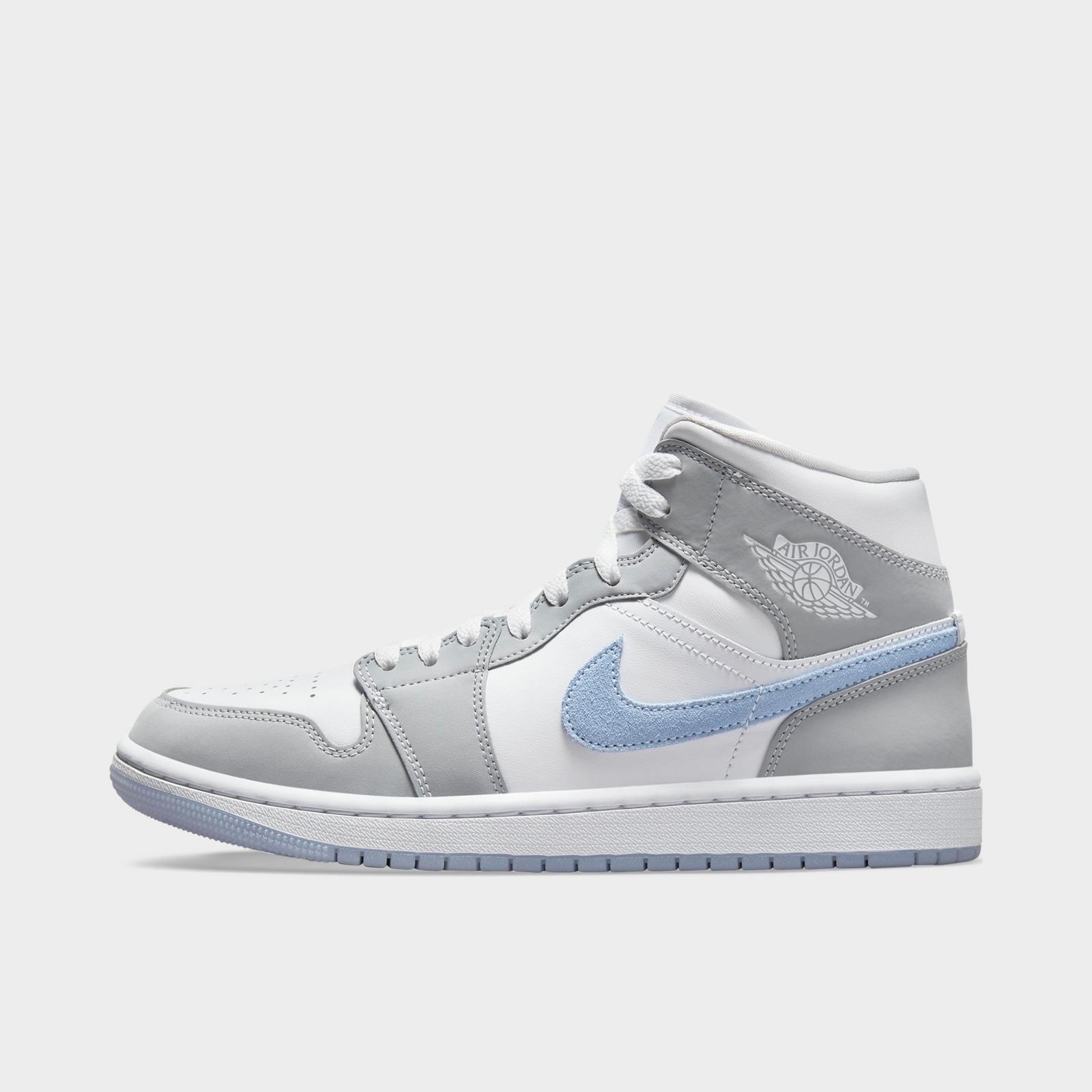 Women's Air Jordan Retro 1 Mid Casual Shoes - Psychic Blue/Sail/Coconut Milk/Neutral Grey - view 1