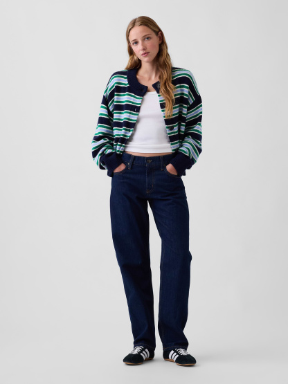 CashSoft Oversized Chunky Cardigan - Blue stripe & green stripe
