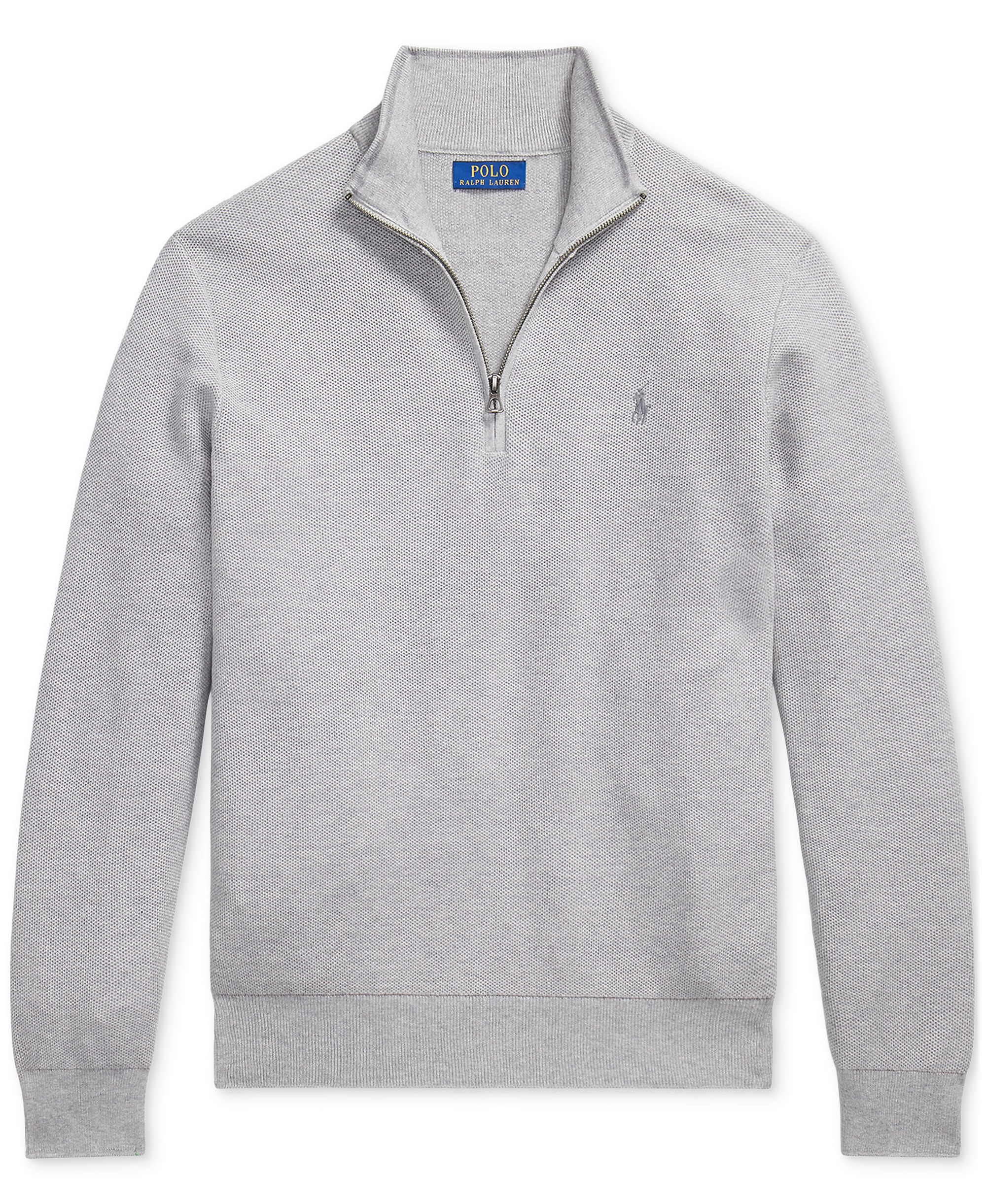 Polo Ralph Lauren Men's Mesh-Knit Cotton Quarter-Zip Sweater - Andover Heather