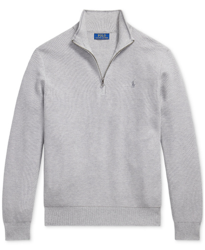 Polo Ralph Lauren Men's Mesh-Knit Cotton Quarter-Zip Sweater - Andover Heather