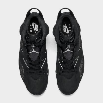 Men's Air Jordan Retro 6 Basketball Shoes - Black/Reflect Silver/Black - Left shoe facing left. Outside of the shoe. - view 5