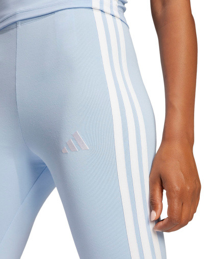 adidas Plus Size Essentials 3-Stripes Cotton Leggings - Glow Blue/white