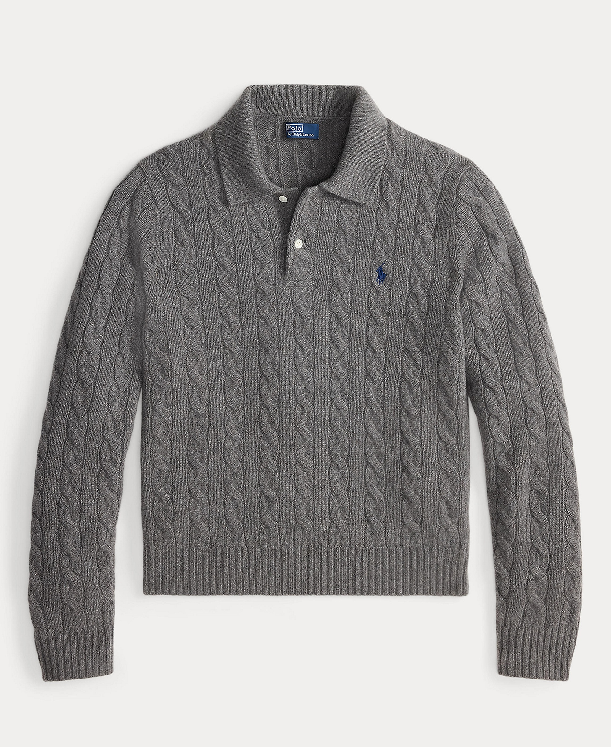 Polo Ralph Lauren Women's Cable-Knit Long-Sleeve Wool-Cashmere Sweater - Flannel Grey Heather