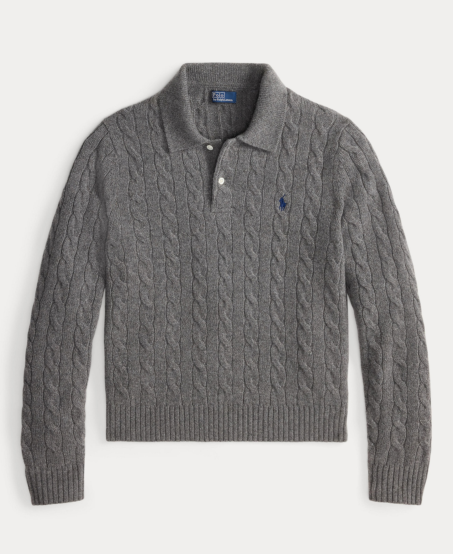 Polo Ralph Lauren Women's Cable-Knit Long-Sleeve Wool-Cashmere Sweater - Flannel Grey Heather