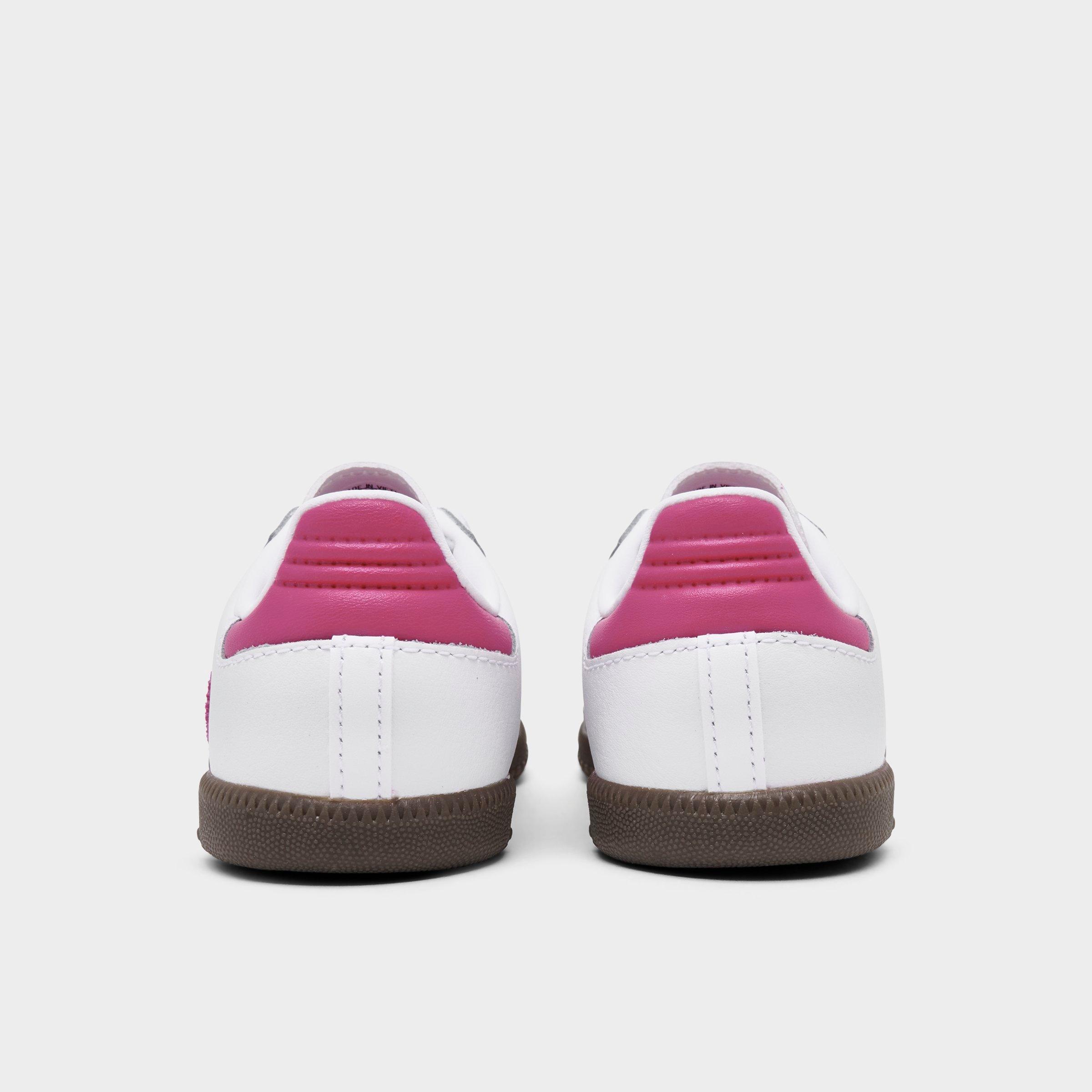 Kids' Toddler adidas Originals Samba OG Stretch Lace Casual Shoes - Footwear White/Real Magenta/Gum - Back view