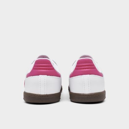 Kids' Toddler adidas Originals Samba OG Stretch Lace Casual Shoes - Footwear White/Real Magenta/Gum - Back view