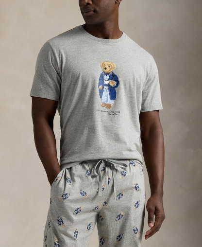 Polo Ralph Lauren Men's Short-Sleeve T-Shirt and Jogger Pants, 2-Piece Set - Andover Heather/ Morning Robe Bear
