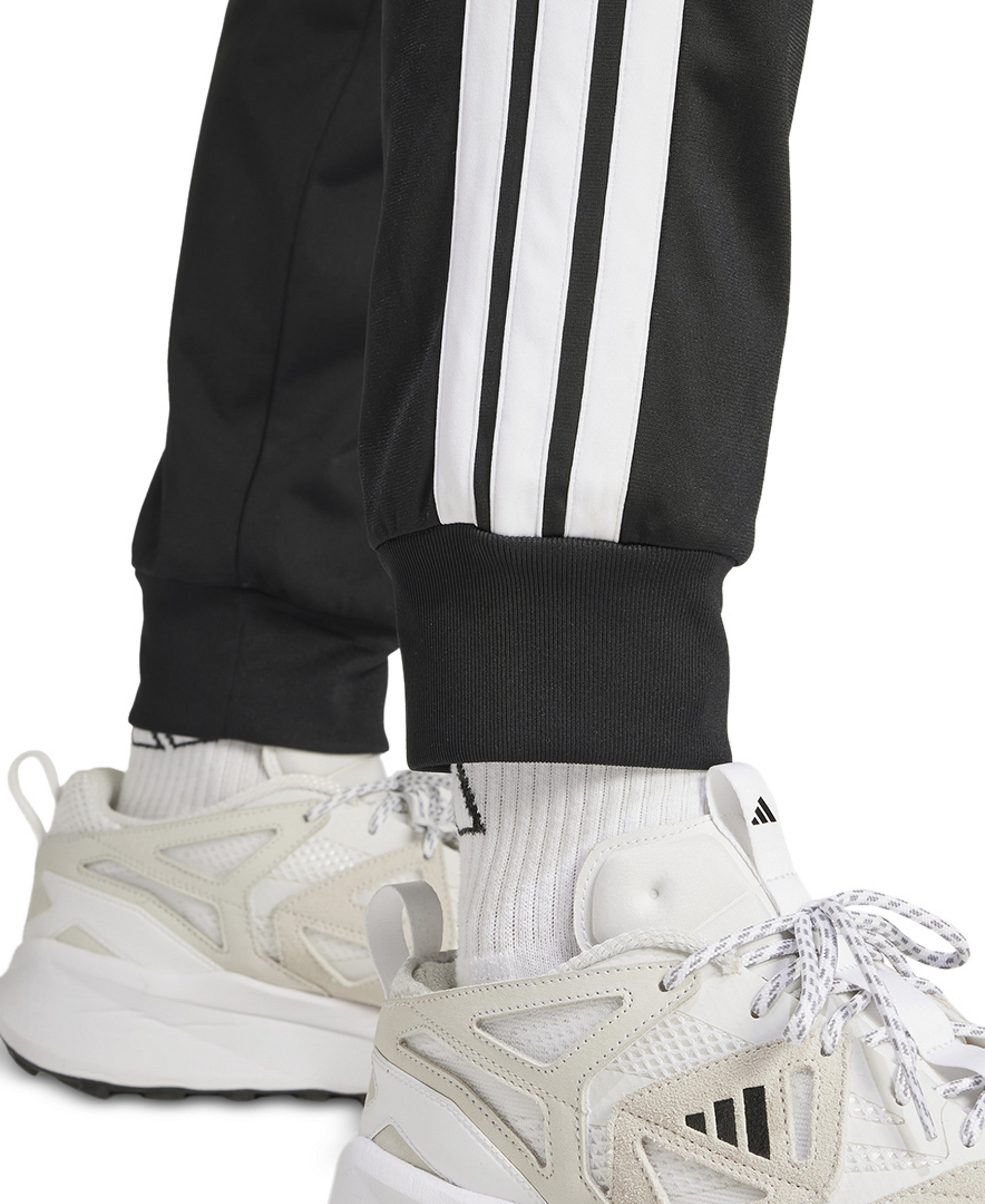 adidas Men's 3-Stripes Tricot Regular Tapered Track Pants - Black/whit