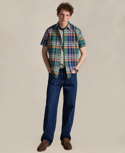 Polo Ralph Lauren Men's Classic-Fit Oxford Shirt - 7326 Green Orange Multi