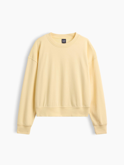 VintageSoft Terry Oversized Wedge Side-Slit Sweatshirt - Maize yellow