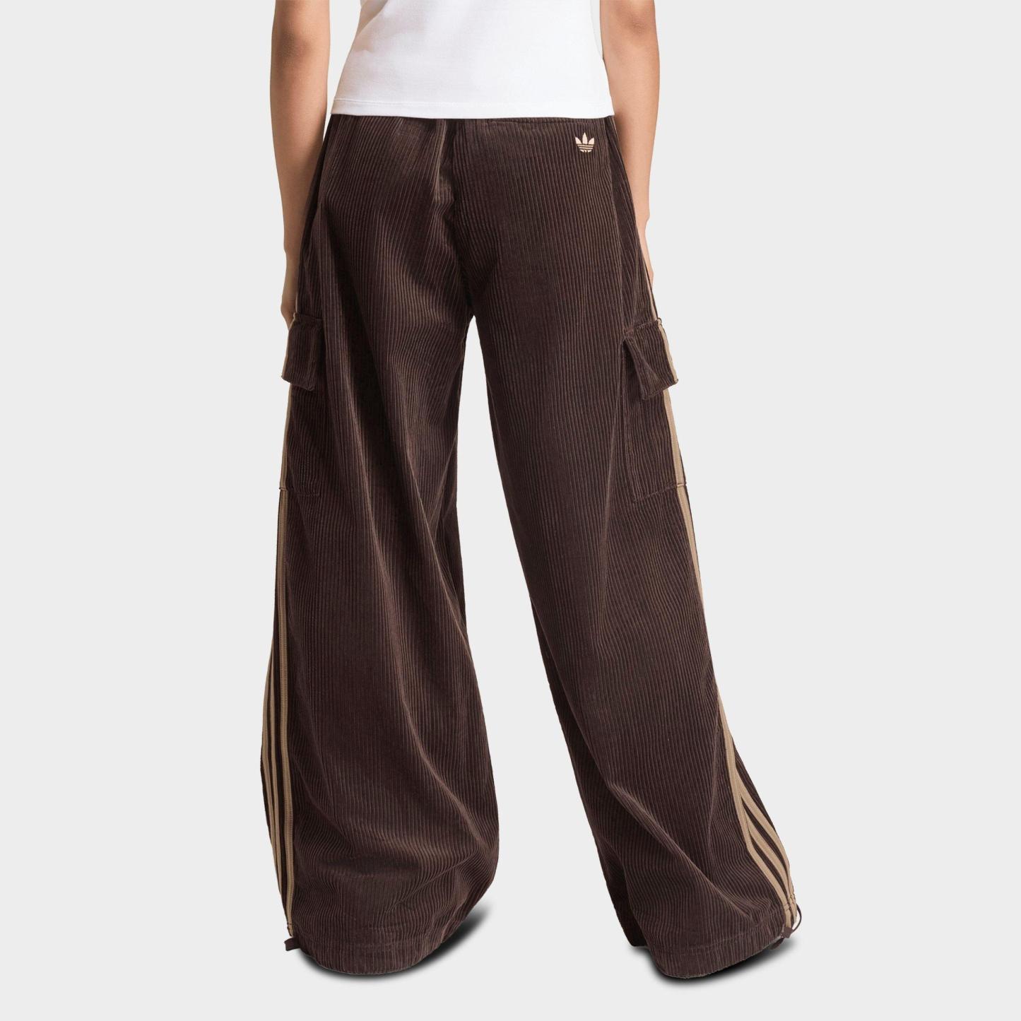 Women's adidas Originals Corduroy 3-Stripes Cargo Pants - Aurora Coffee/Khaki Six