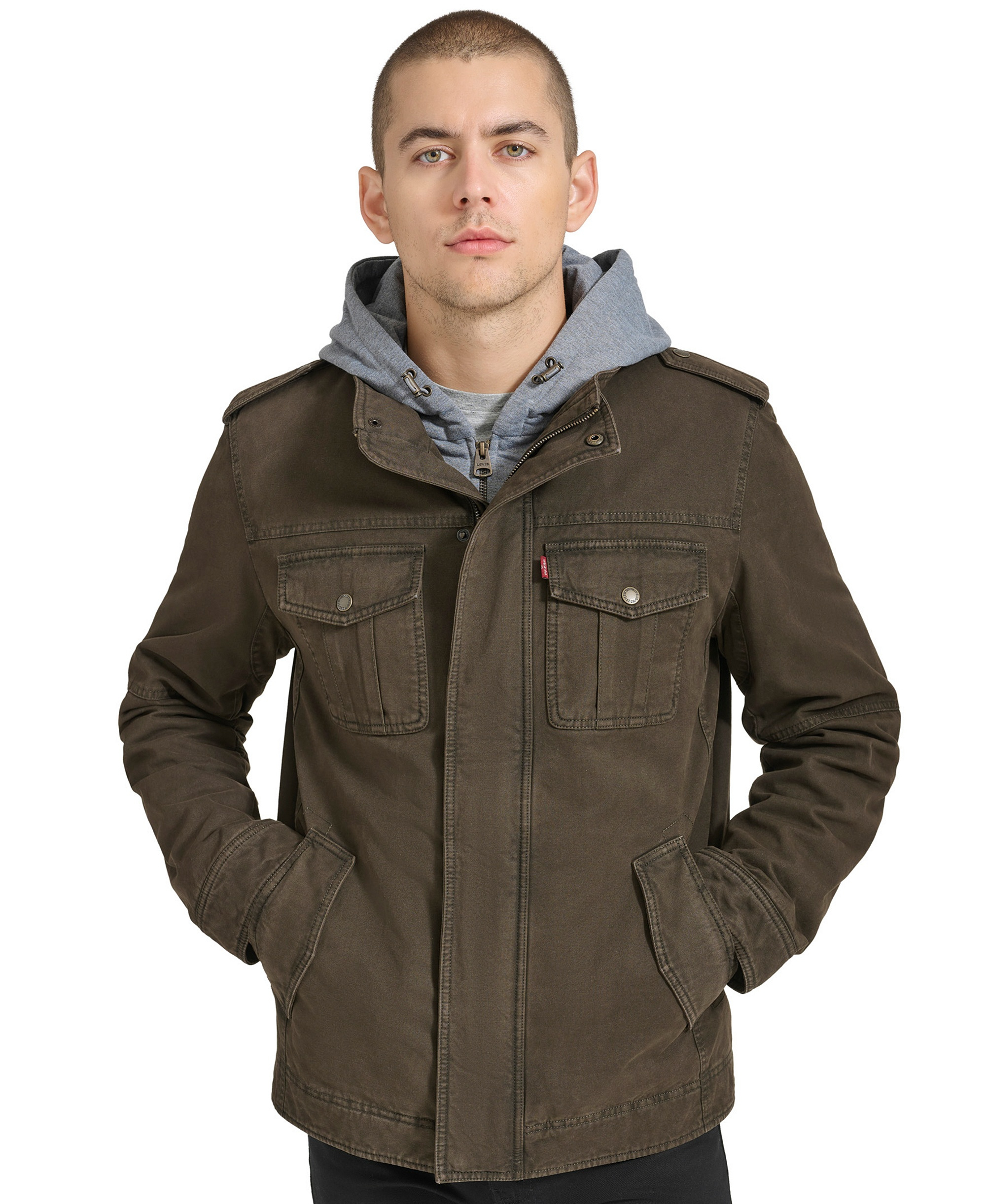 Levi's Men's Two Pocket Hooded Trucker Jacket - Dark Brown