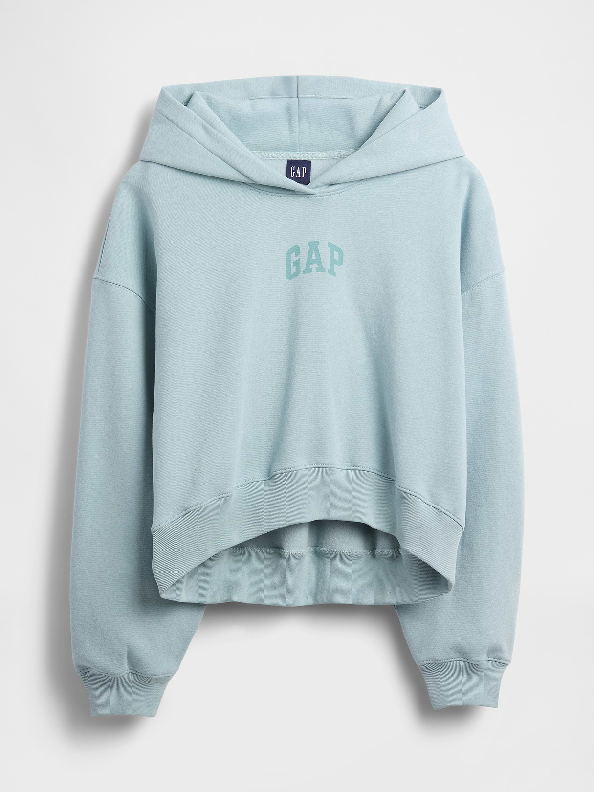 VintageSoft Crop Logo Hoodie - Light autumn blue