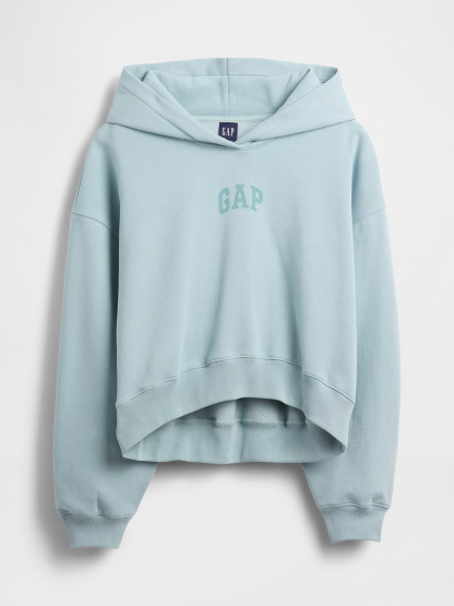 VintageSoft Crop Logo Hoodie - Light autumn blue