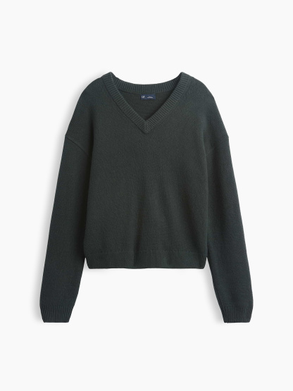 CashSoft Oversized V-Neck Sweater - Forest green