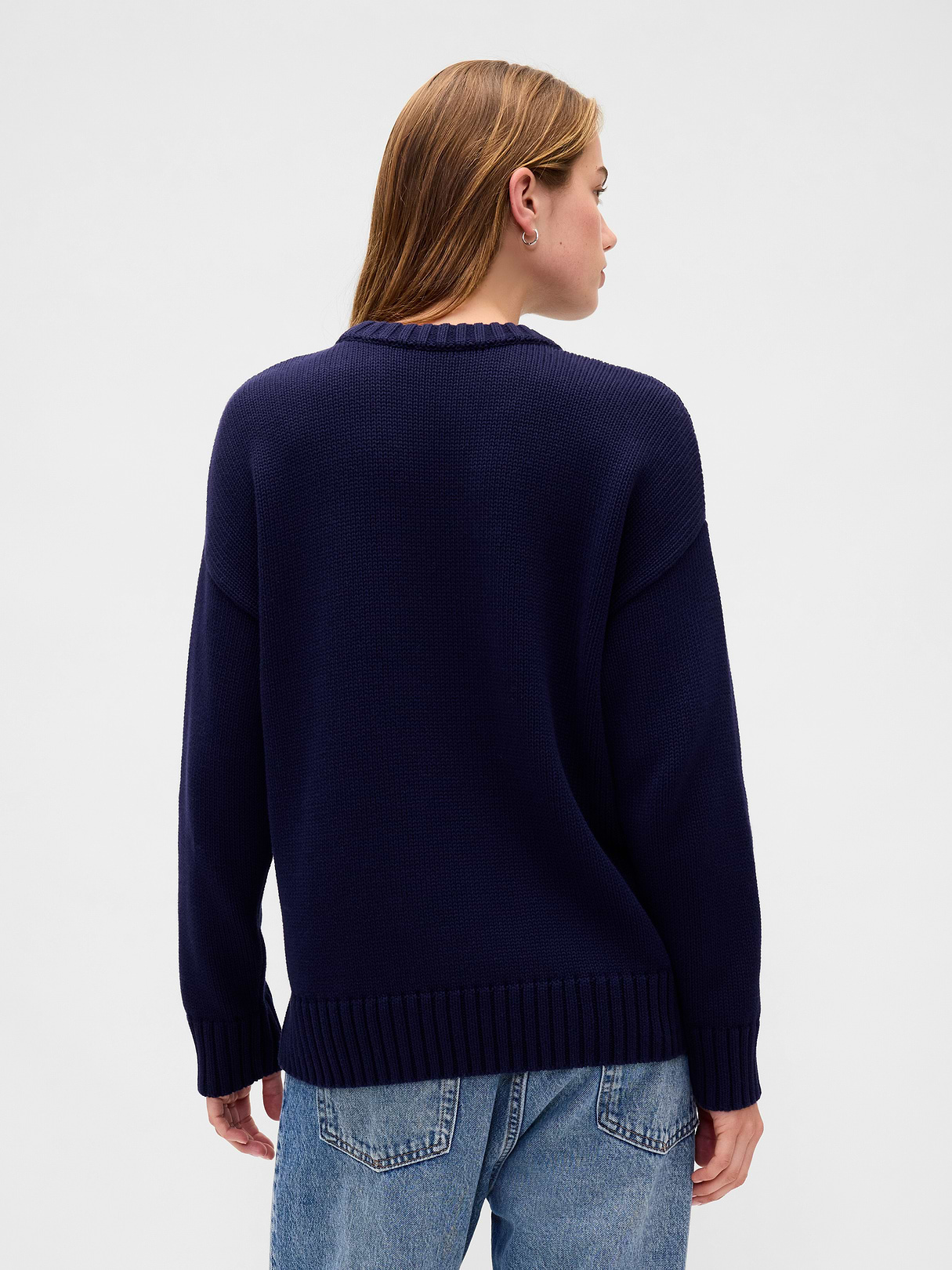 100% Cotton Oversized Sweater - Dark navy blue