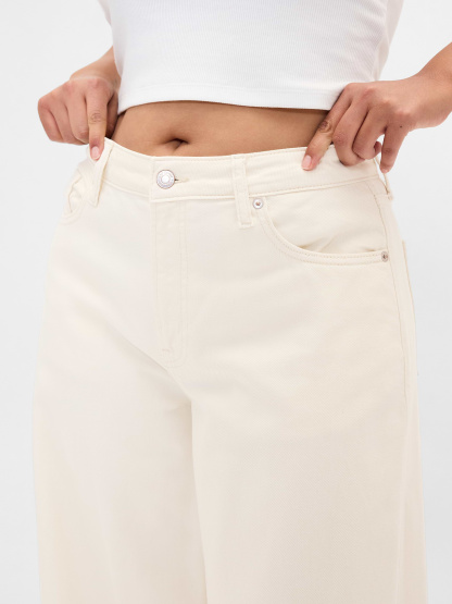 Curvy Mid Rise UltraSoft Baggy Jeans - Ecru beige