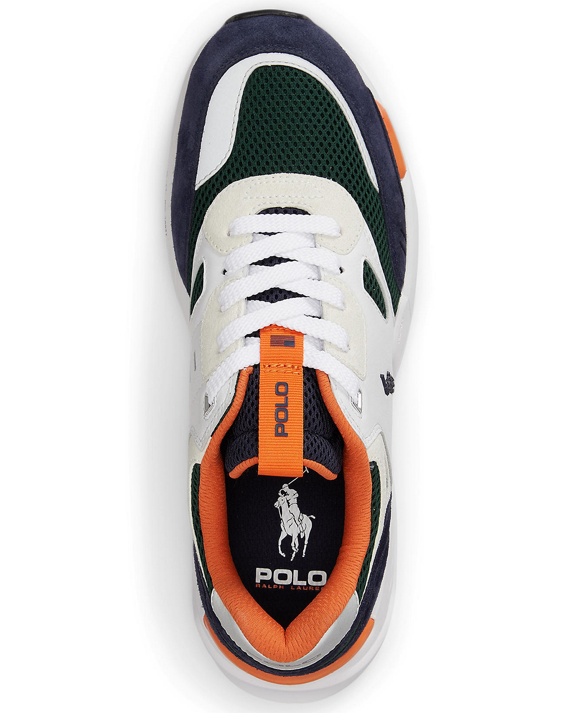 Polo Ralph Lauren Men's Eldridge Low Top Lace-Up Sneakers - White/navy/forest/orange