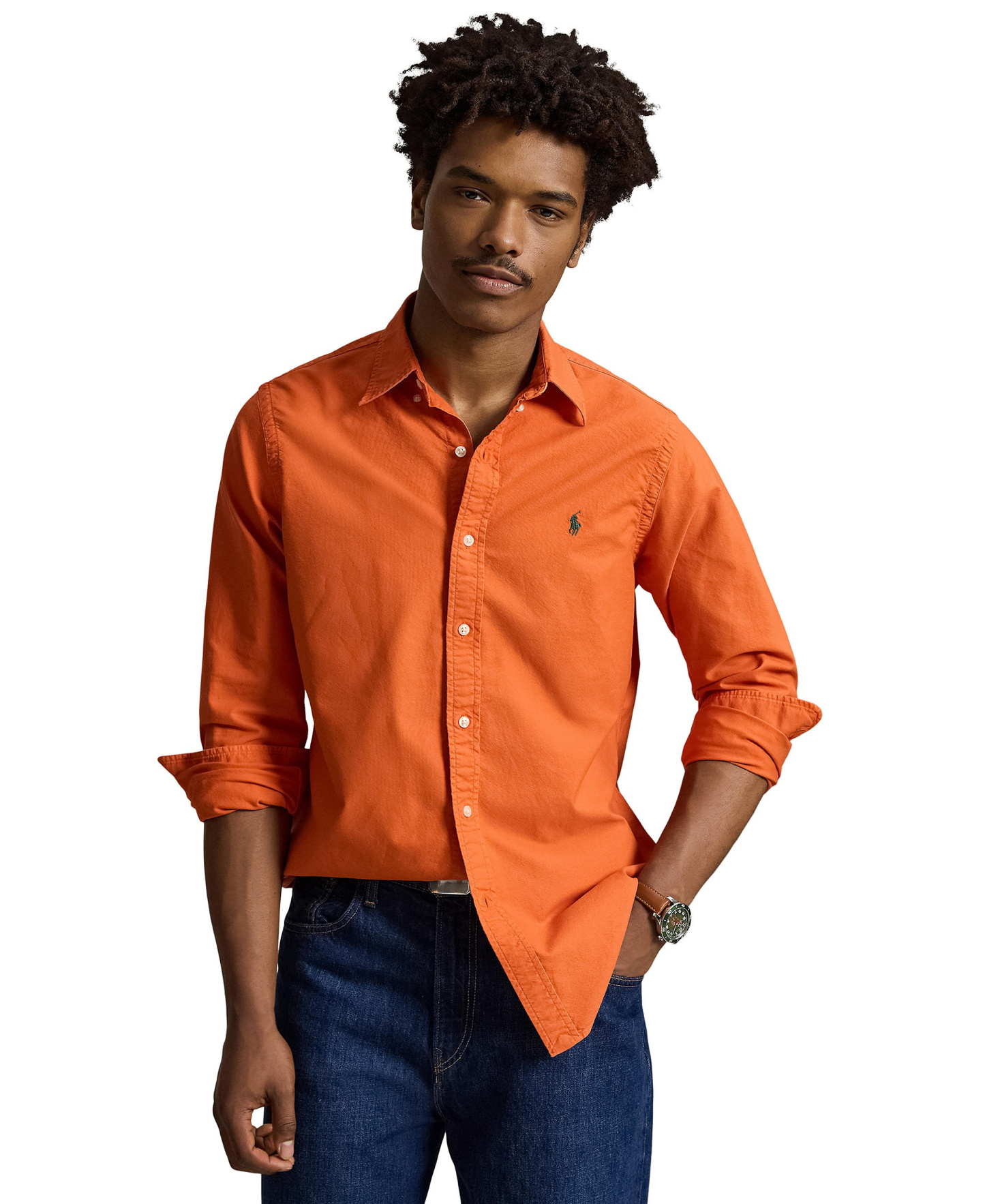 Polo Ralph Lauren Men's Garment-Dyed Oxford Shirt - Colleage Orange