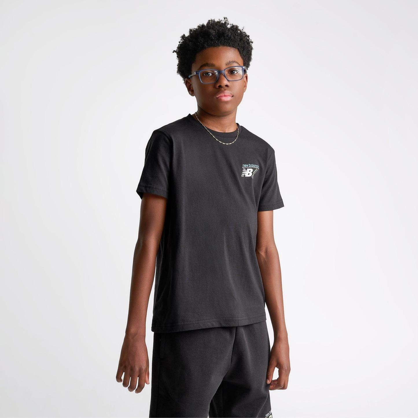 Big Kids' New Balance Running Triangle T-Shirt - Caviar - view 4