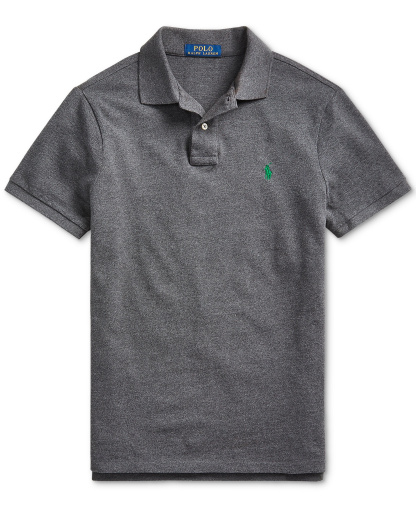 Polo Ralph Lauren Men's Custom Slim-Fit Mesh Polo Shirt - Medium Flannel Heather