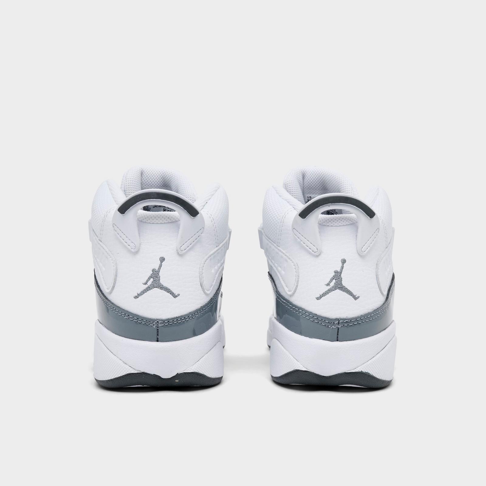 Little Kids' Air Jordan 6 Rings Basketball Shoes - White/Grey - view 5